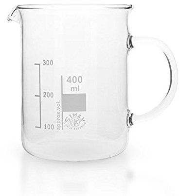 1 x 400ml Becherglas aus hitzefestem Borosilikatglas, mit Henkel, graduiert, mit Ausguss, normale Form * Messbecher, Bechergläser, Laborglas, Laborbecher *