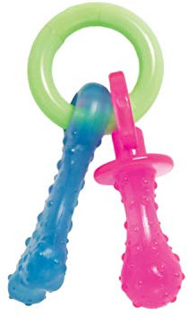 Nylabone, Kauspielzeug für Welpen und Zahnpflege-Spielzeug für zahnende Welpen, Für extra kleine Welpen bis 7kg, für sanft kauende/zahnende Hunde, Bacon-Geschmack, Spielzeugring für Welpen
