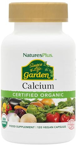 NaturesPlus Source of Life Garden Organic Calcium - AlgaeCal Calcium and Magnesium Supplement - Teeth and Bone Health - Vegan, Gluten Free - 120 Capsules