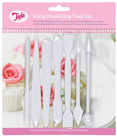 Tala Fondant Modellier-Set, Doppelendstück, 7-teilig - Ideal zum Formen und Skulptieren von Zuckerpaste, auch perfekt für essbare und Nicht essbare Bastelarbeiten, BPA-frei