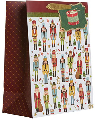 Jillson Roberts Christmas Large Gift Bag, Traditional Nutcracker, 1 Count (XLT611)