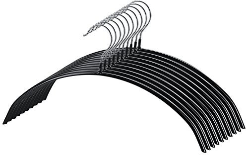 Tosnail Kleiderbügel für Hemden und Pullover, griffig, rutschhemmend, Schwarz, 10 Stück