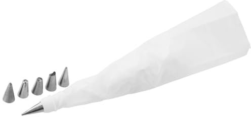 Zenker 42788 Poche à douille réutilisable et 6 embouts, poche à douille, poche à douille + 6 douilles, Acier inoxydable, Plastique, Blanc, 33 x 17 x 4 cm