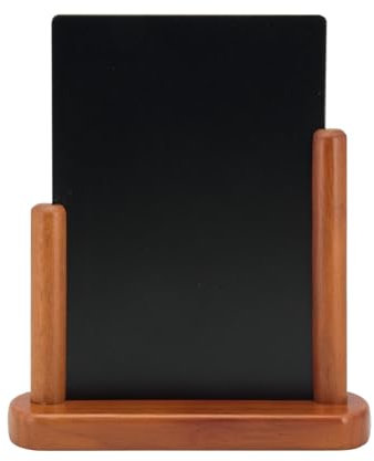 SECURIT - Lavagna Da Tavolo Elegant - Per Pennarelli A Gesso Liquido - Per Caffè, Ristoranti, Bar, Negozi - Medio - Inserto Rimovibile - Faggio Laccato - 15x21cm - Colore Mogano