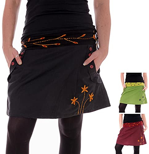 Vishes - Alternative Bekleidung - Bestickter Baumwollrock mit Blumen