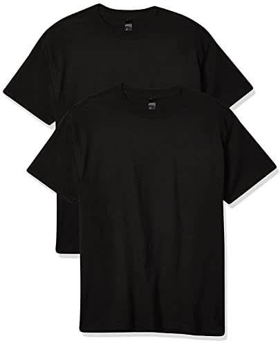 Hanes Men's Short Sleeve Beefy-T (Pack of 2), Black, Medium