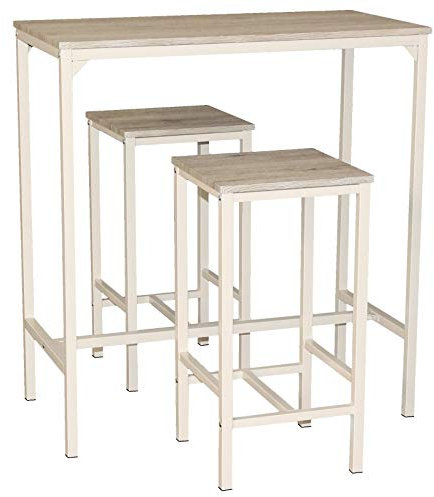 yelloo - Tavolo Bar con Sgabelli Salvaspazio, Angolo Bar per Casa, Tavolino Bar uso Interno, Ideale per Birreria, Pizzeria, Perfetto per Arredare Casa con Stile (Brasil - Tavolo + 2 Sgabelli)