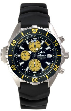 Chris Benz Depthmeter Chronograph CB-C-YELLOWBLACK-KB Sportliche Herrenuhr Tiefenmesser