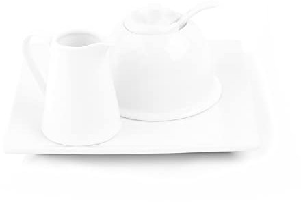 Holst Porzellan AT 020 FA1 Milch & Zucker Menage Set 3-tlg. quadr. 19 x 19 cm, weiß, 19 x 19 x 9 cm, Milch- & Zucker 3-tlg.