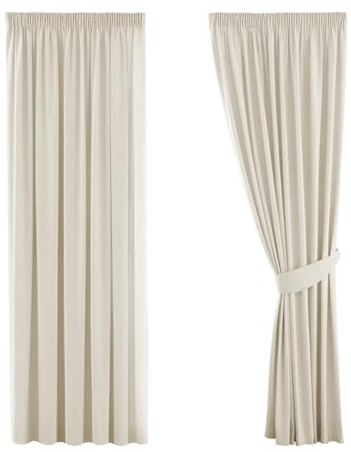 H.Versailtex Blackout Premium Soft and Rich Room Darkening Curtain Drapes, Solid Beige Thermal Curtain Draperies for Bedroom/Living Room, Energy Saving&Noise Reducting, 66 Width x 54 Drop, 2 Panels