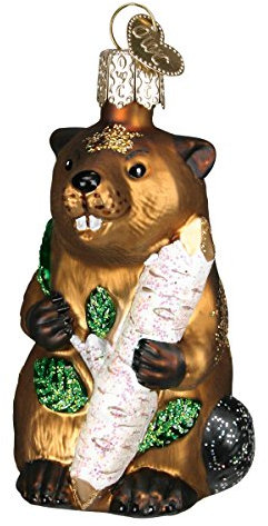 Old World Christmas 12194 Wildtiere Tiere Glas geblasene Ornamente für Weihnachtsbaum Eager Biber braun