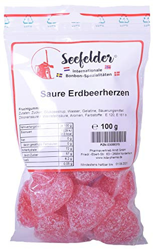 KDA Seefelder Spezialitäten Saure Erdbeerherzen, 100 g