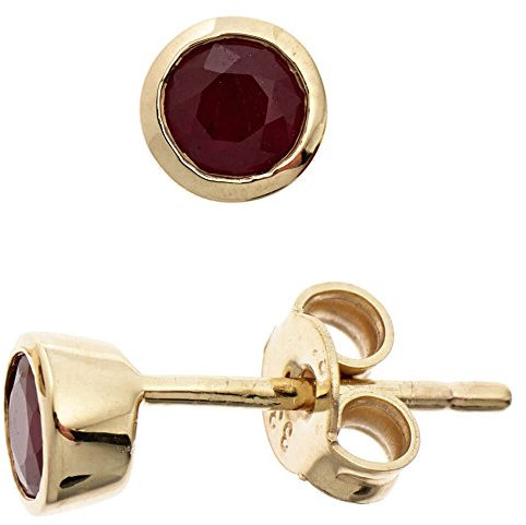 Ohrringe Ohrstecker Stecker mit Rubin 333 Gold Gelbgold Ohrschmuck