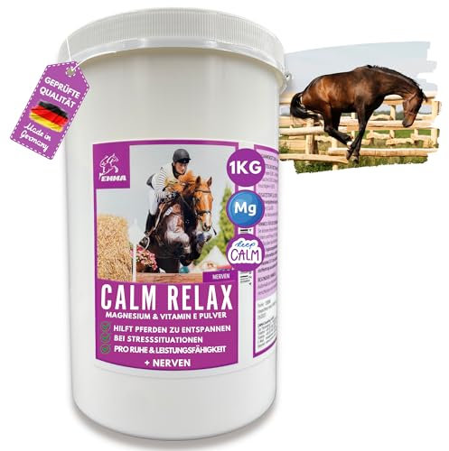 EMMA Magnesium Pferd hochdosiert - Calm Pferd Horse Relax - Anti Stress zur Beruhigung Pferden I Nerven komplex I Magnesium für Pferde Pulver Magnesiumpulver Vitamin E I Pferde Relax gegen Angst 1 Kg
