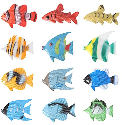 TOYMYTOY 12 stücke Kunststoff Mini Fisch Spielzeug Simulation Tropische Fische Abbildung Modell Vorschule Kinder Lernspielzeug