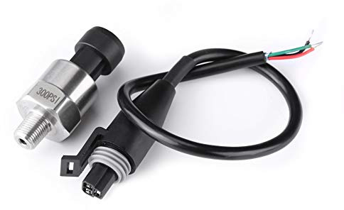 sensor presion 300 psi 12v + Transductor de presión, Akozon Sensor de presión de acero inoxidable, transmisor 1/8 pulgada NPT DC 0.5-4.5V para compresor de aire, aceite,agua,cerámica(300PSI)