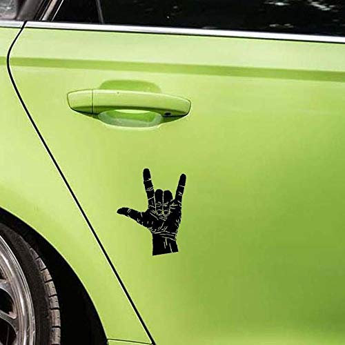 Schwere Metall Rock Hand Zeichen Spaß Fenster Autoaufkleber Vinyl Aufkleber 15,3 cm x 17,8 cm - Schwarz