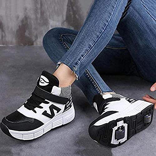 Rollschuhe Roller Skates Schuhe Mit Rollen Jungen Mädchen Wanderschuhe Sport Sneaker Mit 2 Rädern,Black-38