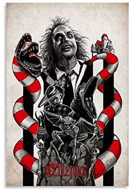LIANGBO Tim Burton Beetlejuice Dessin Poster dekorative Malerei Leinwand Wandkunst Wohnzimmer Poster Schlafzimmer Malerei 12x18inch(30x45cm)