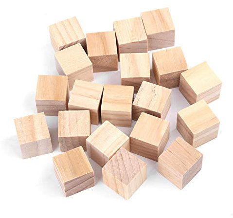 Holzwürfel, Unfertige Holzblöcke Kleine Quadratische Holzblöcke für Bastelarbeiten und DIY-Projekte(20mm (20))