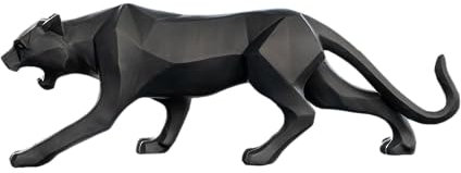 IDYL Moderne Skulptur Figur Resin Jaguar | schwarz | Masse: 48x10,5x15 cm | Material: Polyresin (Kunststein) | Dekoration für den Wohnbereich