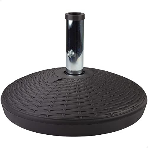AKTIVE 61129 - Base Parasol terraza Exterior Circular Negra Grande, Resistente al Agua y a los Rayos del Sol, Base sombrilla con depósito de Agua o Arena, Duradera y Estable