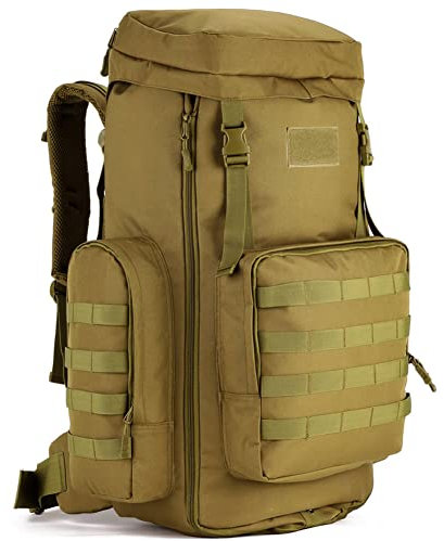 VanBasic Taktischer Wanderrucksack 70 l großer 85 l Rucksack MOLLE Militär-Trekkingrucksack, Coyote, Large, Rucksack Rucksäcke