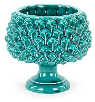 CEAR Keramik - Halb Tannenzapfen, Aufbewahrungsbox, Taschenleer, sizilianische Keramik von Caltagirone H 16 cm
