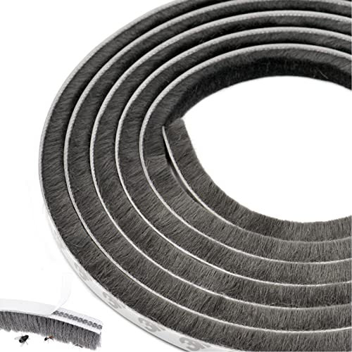 Guarnizione a Spazzola Autoadesiva 9mm x 9mm Guarnizione per Porte e Finestre Guarnizione a Spazzola Porta Scorrevole Spazzola Sigillante per Porte Scorrevoli Prova Vento di Insetti(12 m Lunghezza)