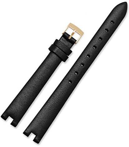 YEJIANGHUA Watch Band kompatibel mit Gucci Ya141501 Ya141401 -Serie Frauen Notch Watch Armband GC Leder Uhrengurt 12 14mm Natural (Color : Black Gold, Size : 12mm)