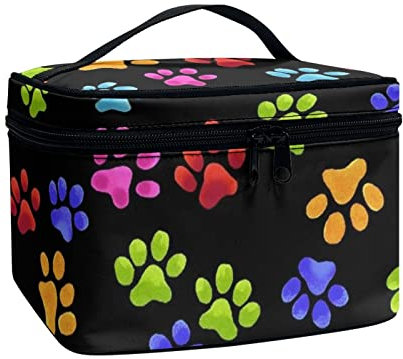 Jndtueit Trousse de maquillage portable en forme de champignon, grande capacité, trousse de toilette de voyage à fleurs florales pour la maison et les voyages, Motif pattes de chien.