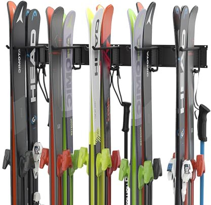 Ultrawall Porte-skis mural pour garage - 10 paires de supports de skis pour abri de jardin - Peut supporter jusqu'à 136 kg