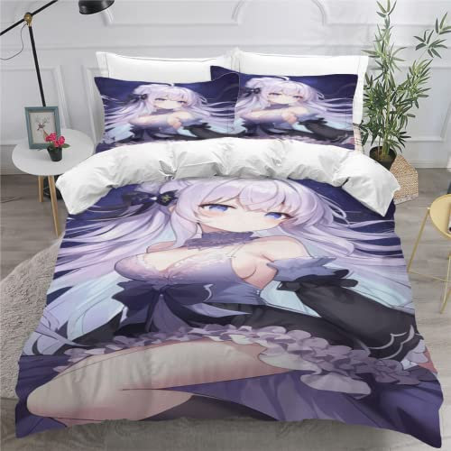 SK-YBB Bettwäsche 155x220 Animes Bettwäsche Kind Junge Mädchen Microfase Bettbezug Cartoon-Mädchen 3D Druck Kinderbettwäsche Mit Reißverschluss Und Kissenbezug