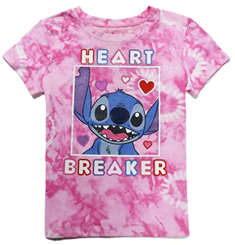Disney Lilo and Stitch Heart Breaker T-Shirt für Mädchen, Batikfärbung, rose, 7-8