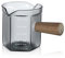 Joeyan Small Grey Coloured 120ml Double Spouts Measuring Cup with Wood Handle, Mini Milk Espresso Shot Glasses, Little Borosilicate Glass Triple Pitcher with Scale
