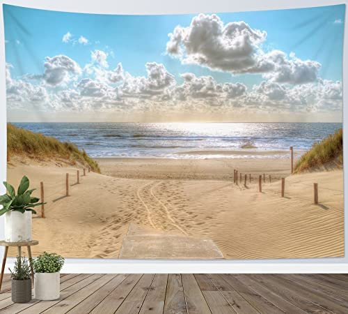 LB Wandteppich Tropischer Strand Wandtuch Sonnenuntergangslandschaft an der Küste Wandbehang Sommerinsel Meereslandschaft Tapisserie für Wohnzimmer Schlafzimmer Wohnheim Wanddeko,235x180cm