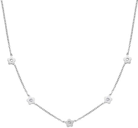 Happiness Boutique Damen Kette mit Blume Anhänger | Filigrane Blumen-Halskette aus Edelstahl in Gold - Rosegold, Silber | Wasserfeste Vergoldete Kette mit 5 Blumen Charms