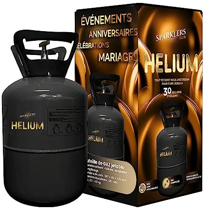 Helio - Botella de gas de helio, para 30 globos – Caramelo desechable, capacidad de 0,21 m3, ideal para fiestas, cumpleaños, bodas y fiestas. – Haz flotar tus globos con SPARKLERS CLUB®, HELIUM_50ER