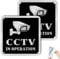 SINMAO CCTV Stickers Metal with Self-adhesive & Pre-Drilled Holes 10×10cm Small CCTV Sign Window Sticker/CCTV and Audio Recording in Operation Sign Sticker/Warning Stickers x2