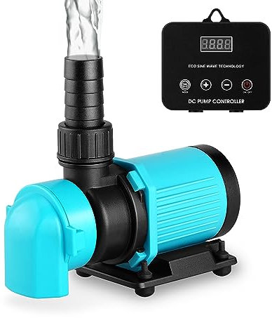 JEREPOND Aquarium Return pump with LCD display controller, DC 24V aquarium pump for saltwater freshwater aquarium,fish tank,sump,20 speeds ECO Quiet Submersible and inline pump (660GPH 25W)