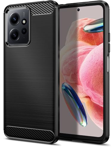 Qiinogow Ultradünne Handyhülle für Xiaomi Redmi Note 12 4G, Schwarz | Kohlefaser Textur Handyhülle mit Stoßfest Kratzfest, Gebürstete Oberfläche, aus TPU
