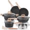 JUST PERFECTO Batterie de cuisine induction - set de casseroles avec couvercle en verre - tout feux - poele anti adhesive - sans PFOA/PTFE