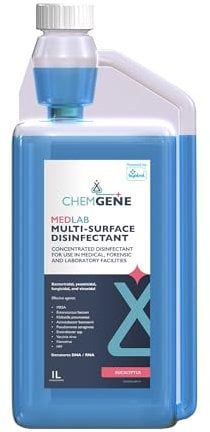 Chemgene MedLab Multi-Surface Disinfectant Concentrate | High Level Cleaning & Disinfection of Hard Surfaces | Eucalyptus | 1 Litre concentrate
