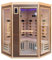 Dewello® Infrarotsauna Infrarotkabine Montreal 140x140 2-4 Person inkl. Vollspektrumstrahler, Bodenstrahler, LED-Farblicht aus Hemlock Tannenholz & Walnuss-Holz, Bluetooth, FM,MP3,USB