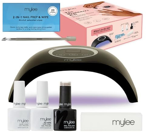 Mylee Beginners Kit - Set Professionale per Smalto Gel Semipermanente, Uso Professionale e Domestico, Manicure e Pedicure, Include Lampada LED per Unghie, Smalto Gel, Base Coat, Top Coat e Accessori