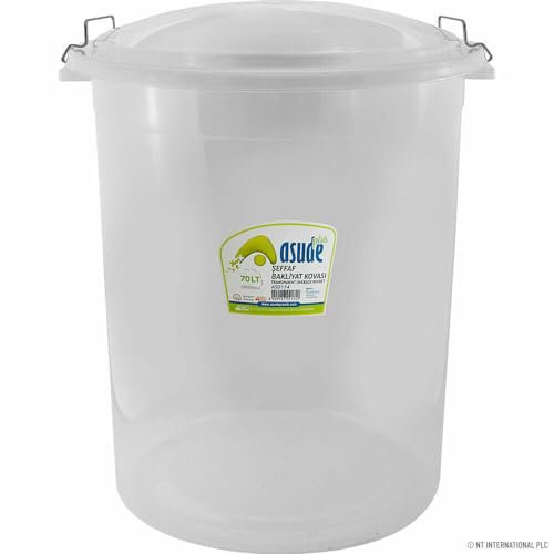 Easy Shopping® 70L 70 Litre Large Clear Plastic Bin Transparent Dustbin with Locking Lid Home Garden Indoor Outdoor Storage Unit