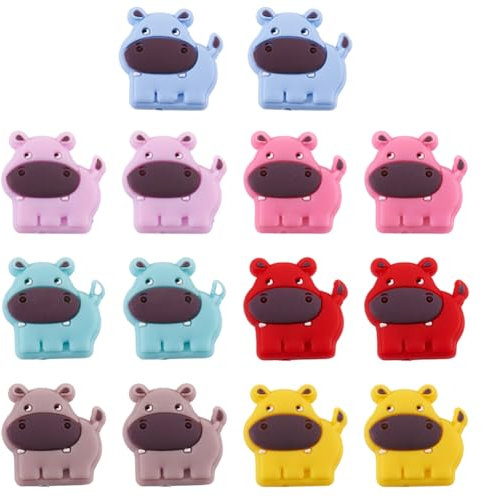 Cheriswelry Lot de 14 perles en silicone pour fabrication de colliers, bracelets, porte-clés en forme d'animaux mignons