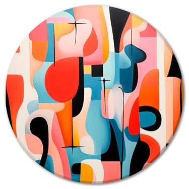 murando - runde Bilder 40x40 cm Leinwandbild 1 tlg Kunstdruck modern Wandbilder XXL Wanddekoration Design Wand Bild Designer-Abstraktion Farbflecken bunt wie gemalt a-H-10001-bc-a