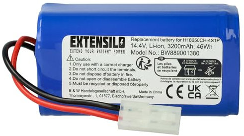 EXTENSILO batteria compatibile con Xiaomi Robot Vacuum E12, SKV4136GL, Mi Robot Vacuum Mop Essential home cleaner (3200mAh, 14,4V, Li-Ion)