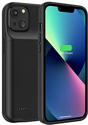 Wixann iPhone 13 Battery Case, 6800mAh Charging Case, Midnight Black, Rubber, Textured Finish